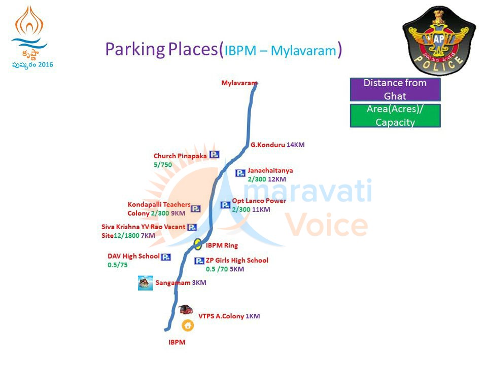 parking places from ibrahimpatnam to mylavaram ghat