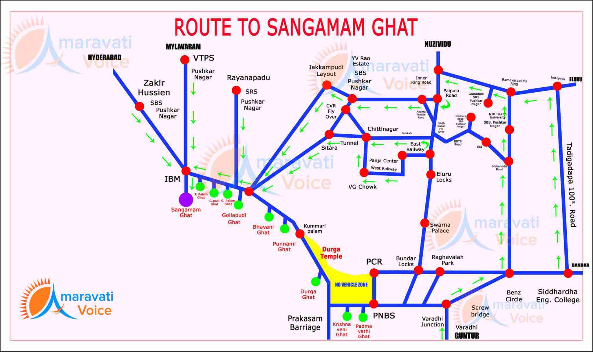 route map to sangamam ghat 08092016