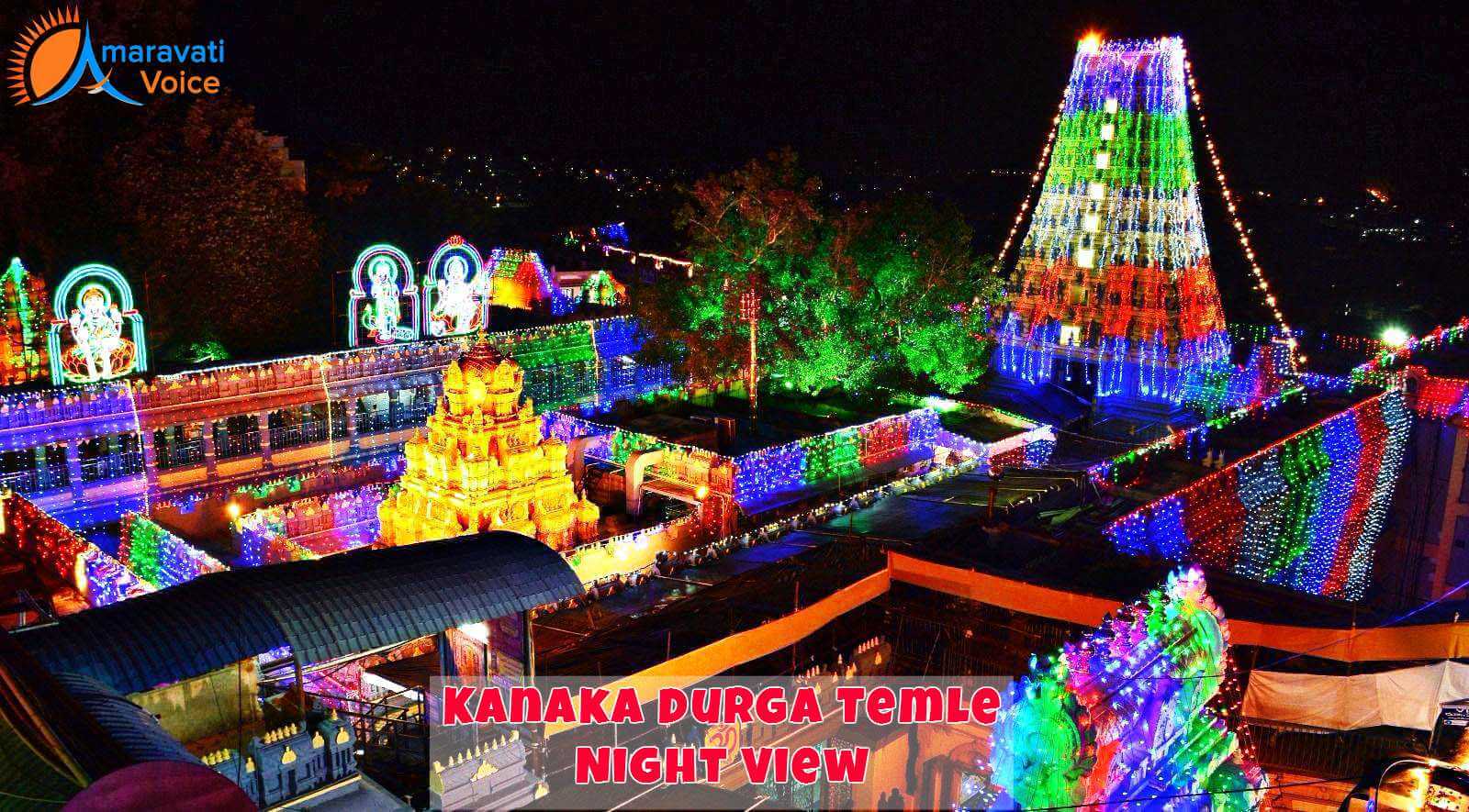 Kanaka Durga Temple Illuminated on Dasara Night