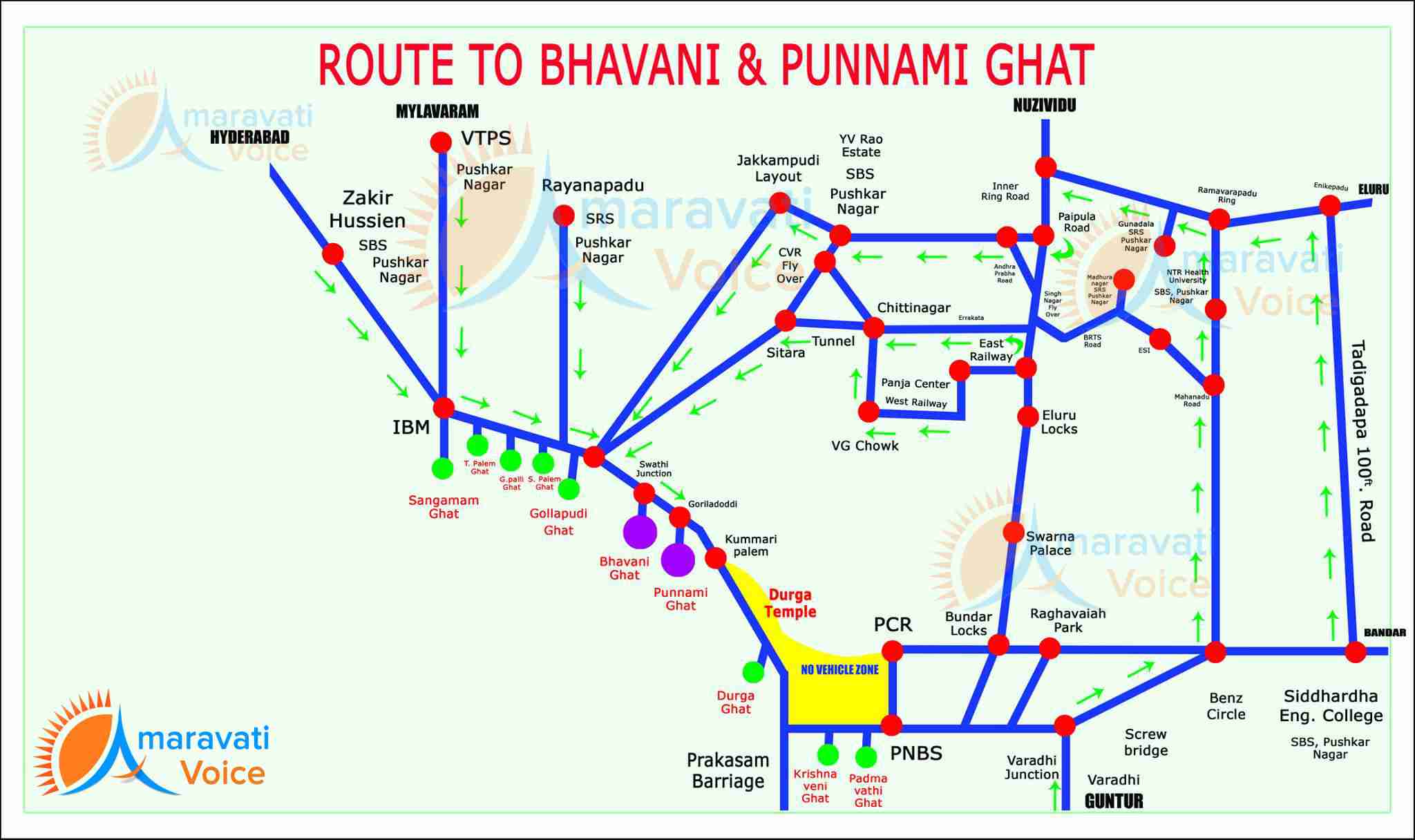 route map to bhavani punnami ghat 08092016