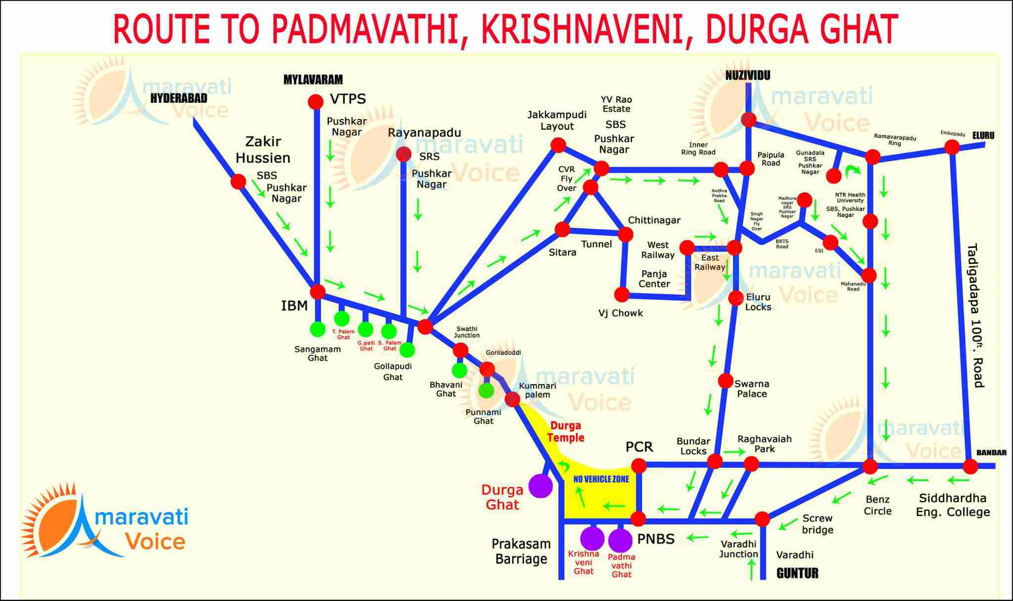 route map to padmvati krishnaveni druga ghat 08092016