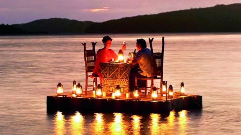 floating dinner valentines day krishna river