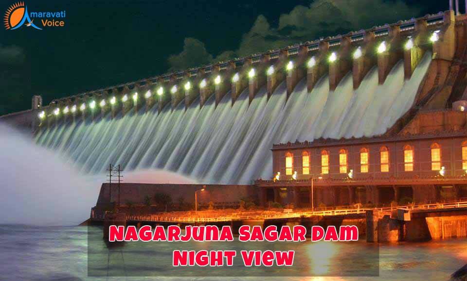 Nagarjuna Sagar Dam Night View in Guntur