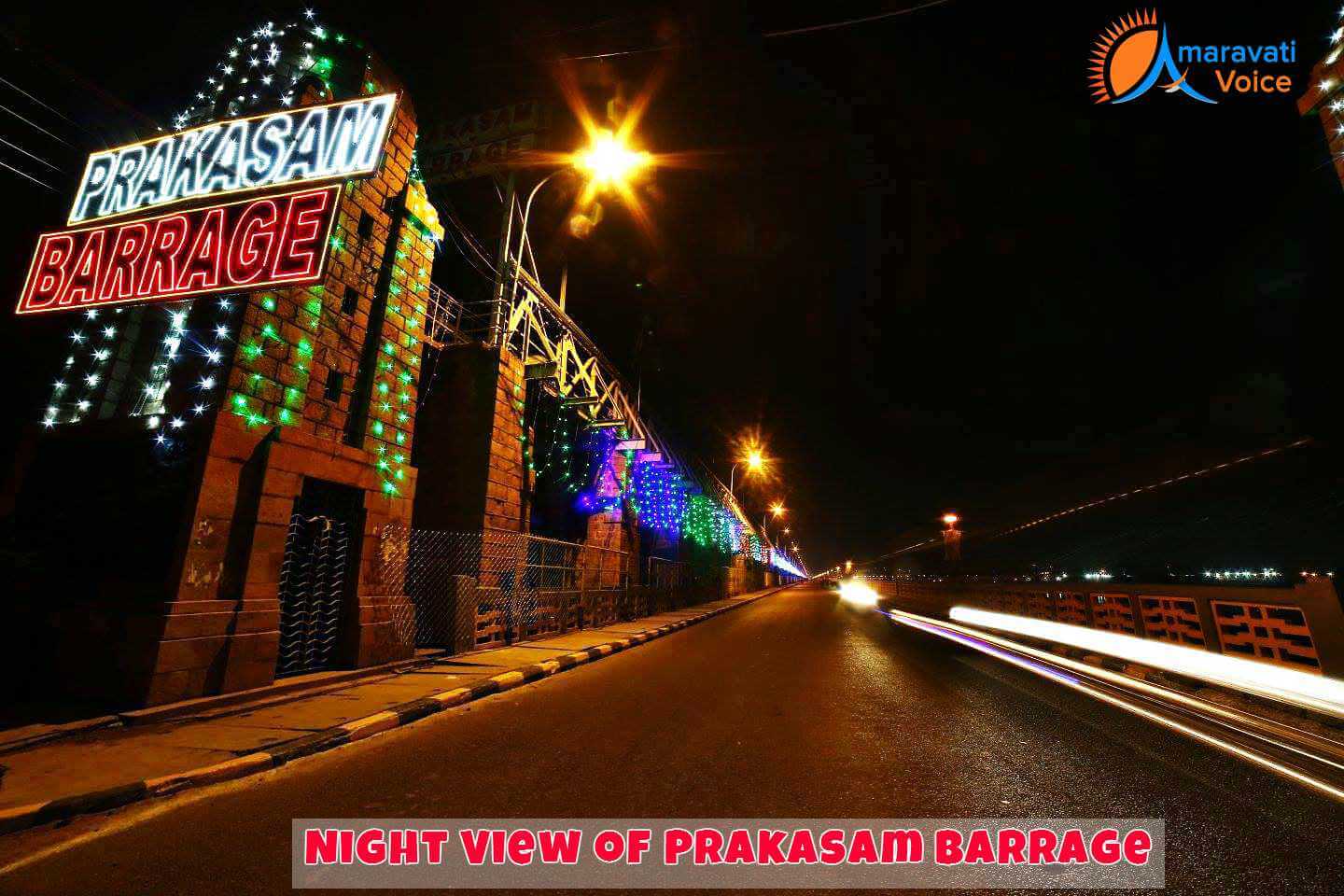 Night View of Prakasam Barrage