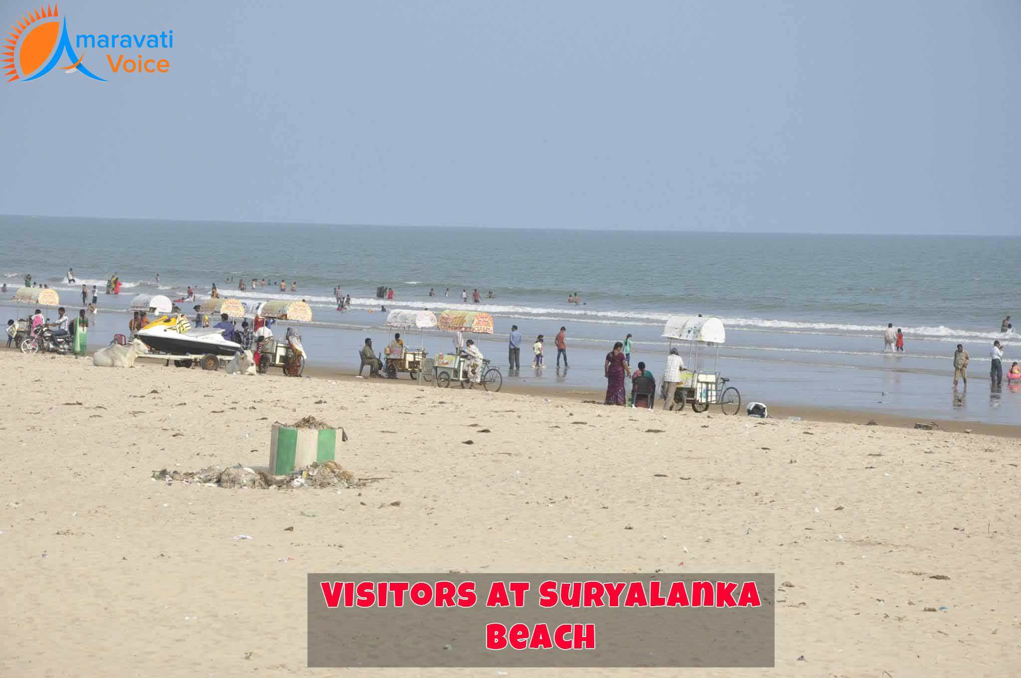 Visitors Enjoying at Suryalanka Beach